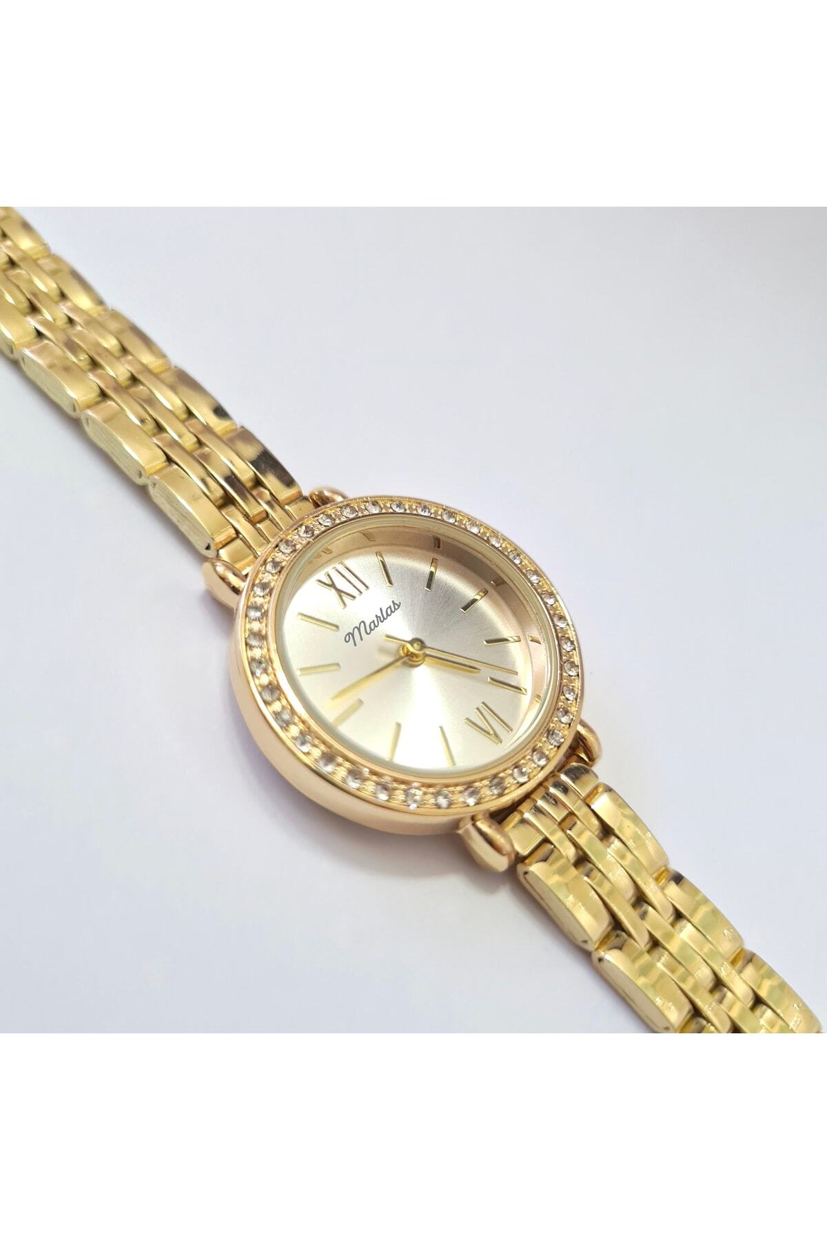 Marlas  Modern Tasarım Kadın Kol Saati, Zirkon Taşlı, Minimal Tasarım, Estetik, Çelik Kordon - Görsel 3