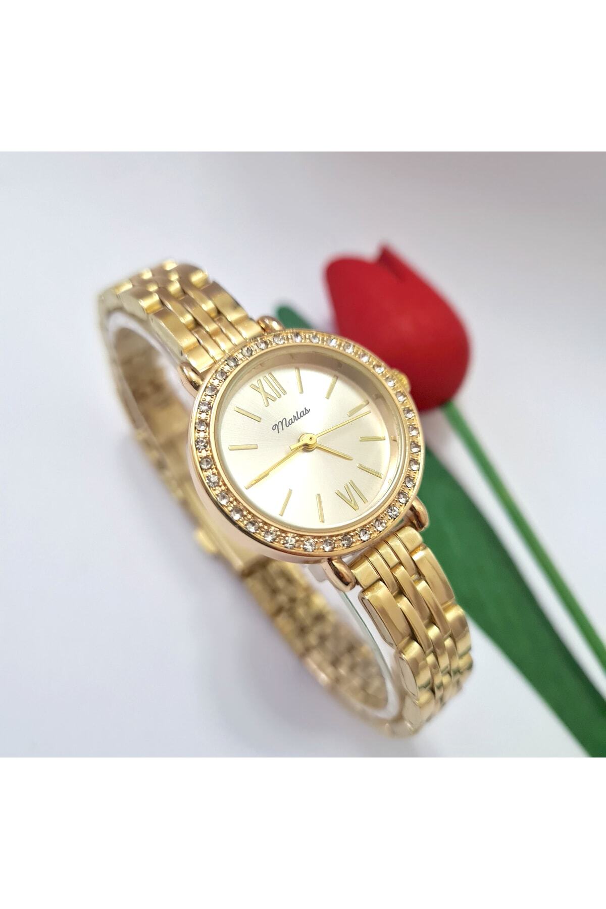 Marlas  Modern Tasarım Kadın Kol Saati, Zirkon Taşlı, Minimal Tasarım, Estetik, Çelik Kordon - Görsel 2