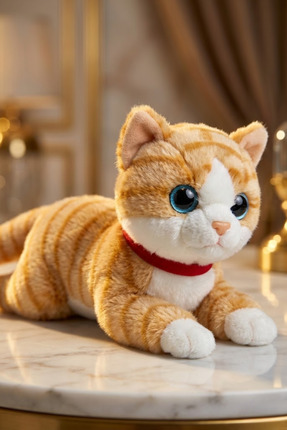 viyolmarketim Sesli Miyavlayan Peluş Kedi 35 cm – Kahverengi Yumuşak Peluş Oy...