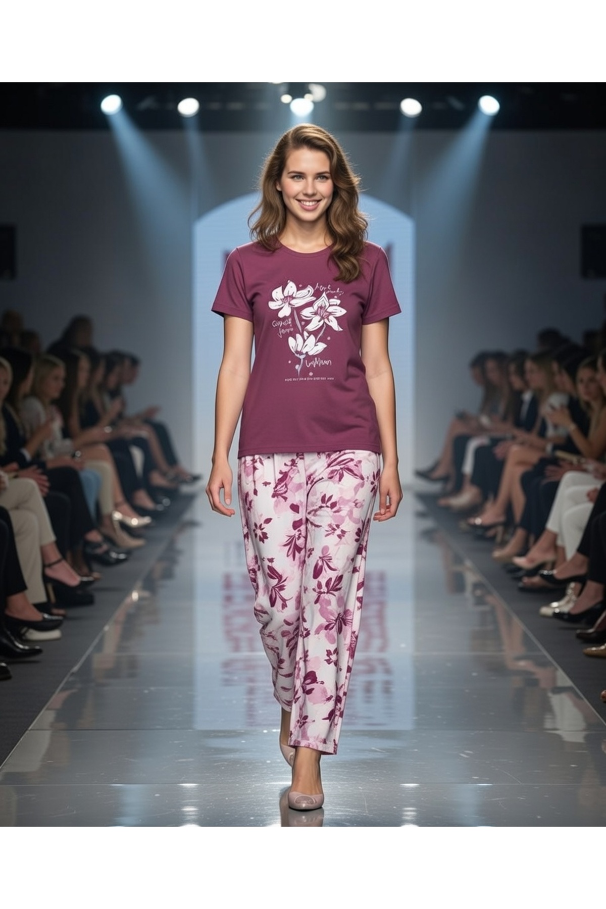 240055 Women's Viscose Short Sleeve Pajamas Set Cherry Rotten