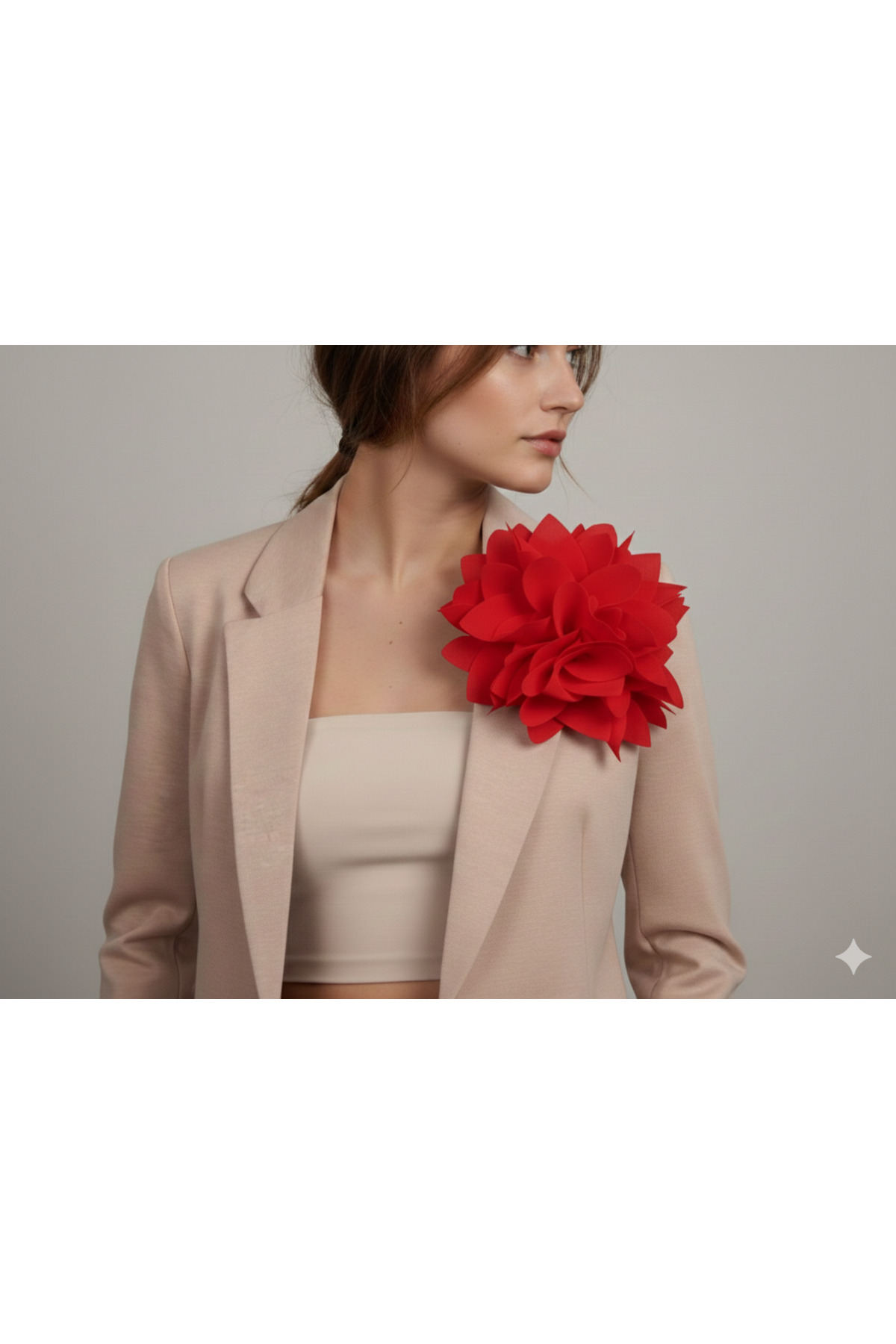 Red Fabric Large Flower Accessory – Brooch & Needle Evening Dress Ornament