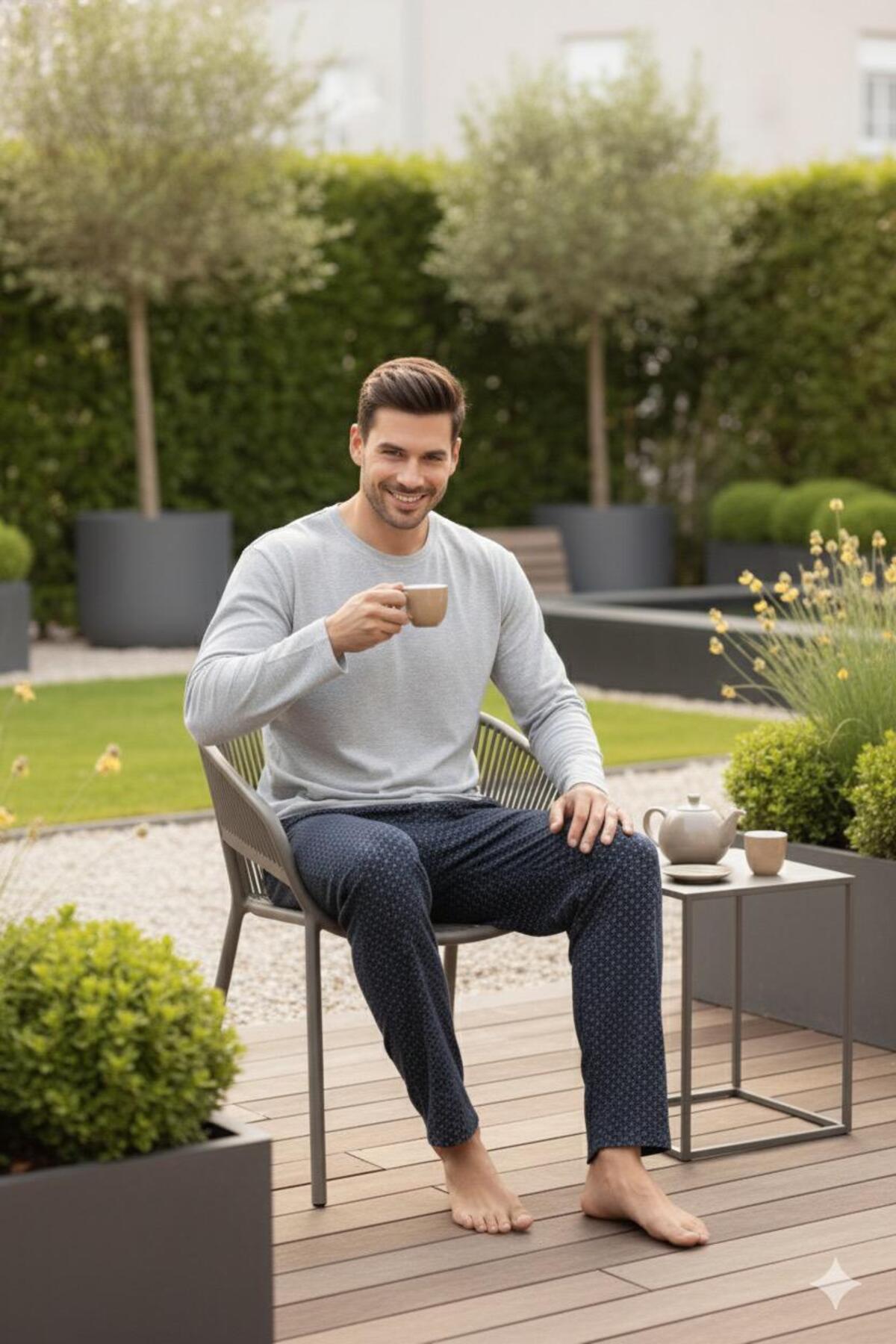 Sude HOMEWEAR Erkek Ekoseli Uzun Kollu Pijama Takımı