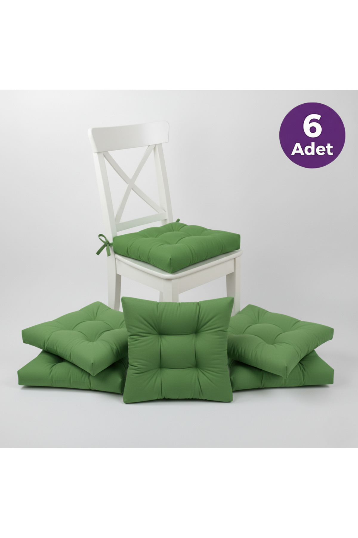 6-Piece Gold Green Pofidic Chair Cushion with Special Stitching 40x40cm
