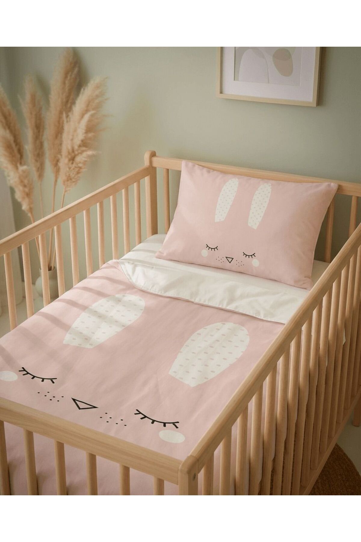 Talia Home Tavşan Desenli Bebek Beşik Nevresim Takımı Çarşaflı Tlabn-239 fotoğrafı 2 (önizleme)