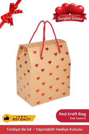 OGTWO Sevgililer Günü İçin Hediye Kutusu Çanta Kalpli Kraft Karton Sevgiliye ...
