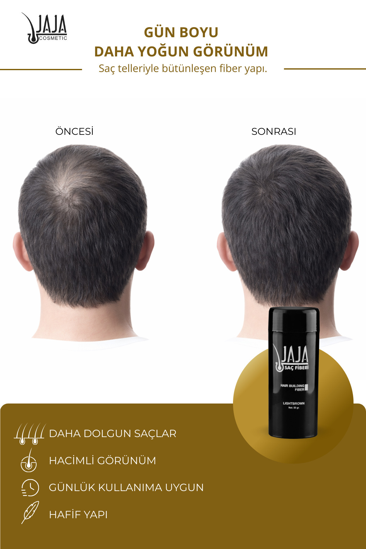 تاپیک فیبر مو قهوه ای روشن | پشتیبانی 50 گرمی و طبیعی - سرمه‌ای MM9001 — تصویر 2 از 4