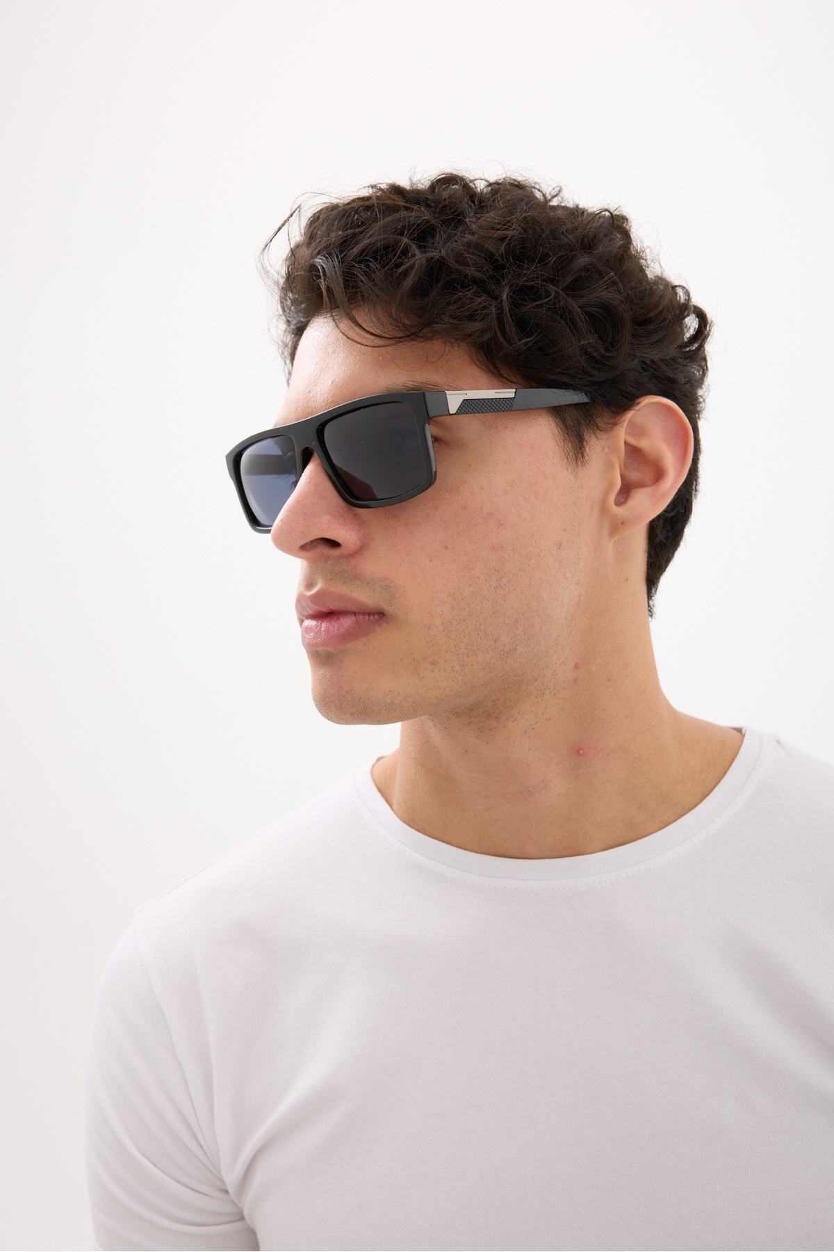 Chunky Frame Unisex V Angels Gümüş Siyah Güneş Gözlüğü görsel 2