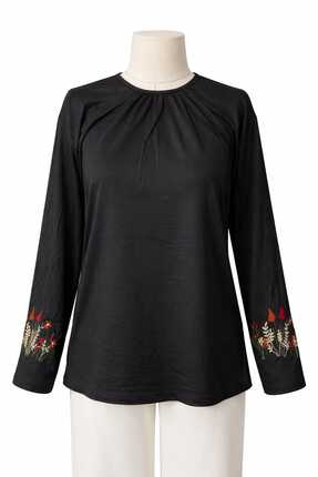 Nacar Moda Kadın Likralı Orta Yaş Ve Üzeri Dört Mevsim Siyah Anne Penye Bluz ...