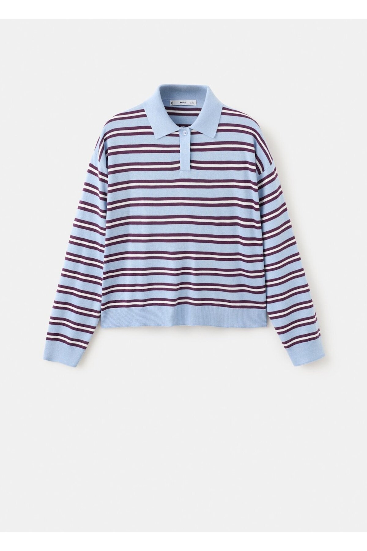 MANGO  Çizgili polo yaka kazak - Görsel 3