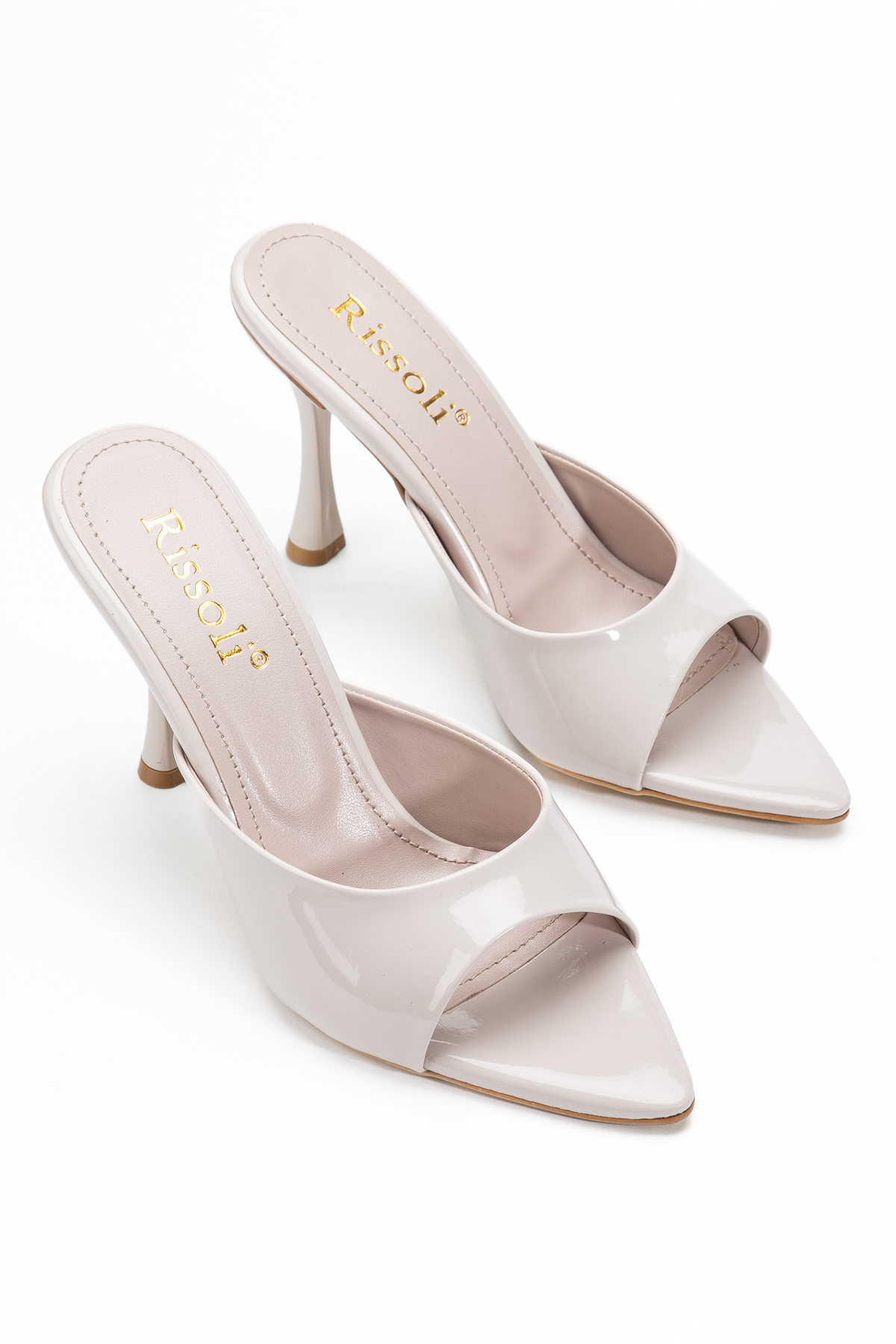 Rissoli Women's Beige Cream Pointed Toe Heel Sandals