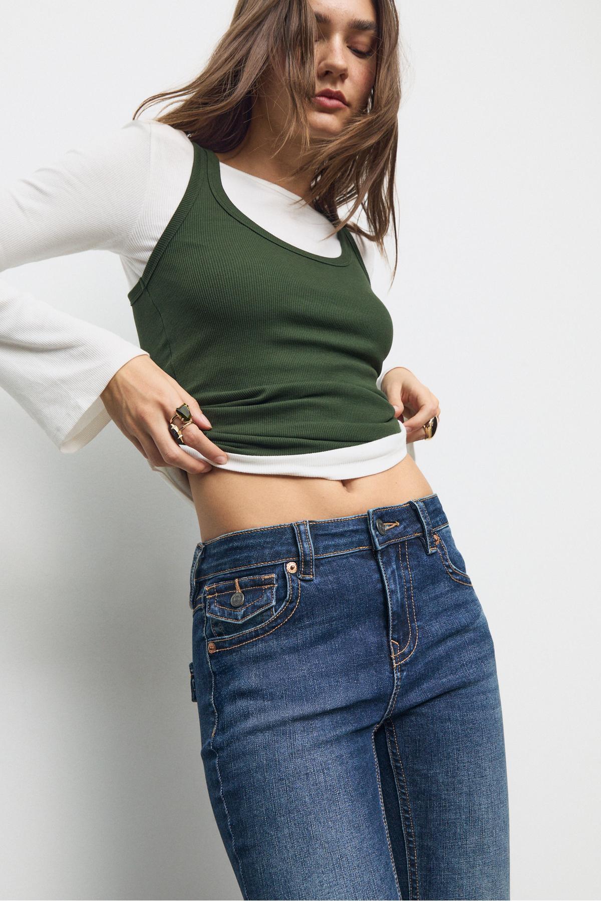 Stradivarius  D04 Düşük Bel Çan Paça Jean - Görsel 3