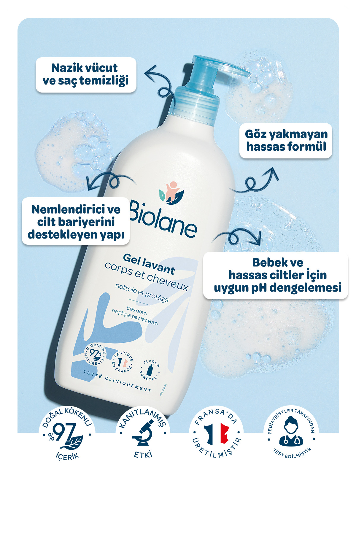 Biolane %97 Doğal İçerikli Sabunsuz Yenidoğan Saç ve Vücut Bebek ve Çocuk Şampuanı Pompalı (750ml) fotoğrafı 2 (önizleme)
