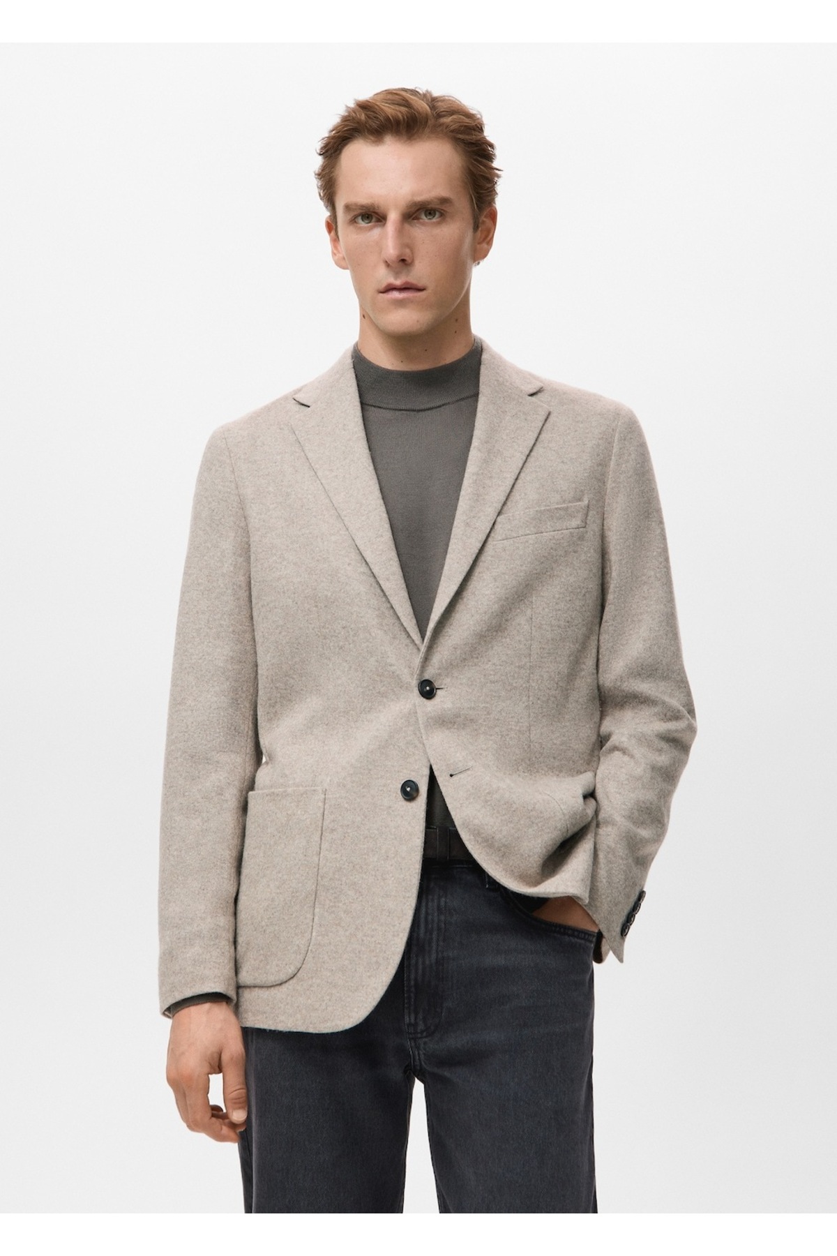 مانگو ژاکت پشمی خالدار باریک