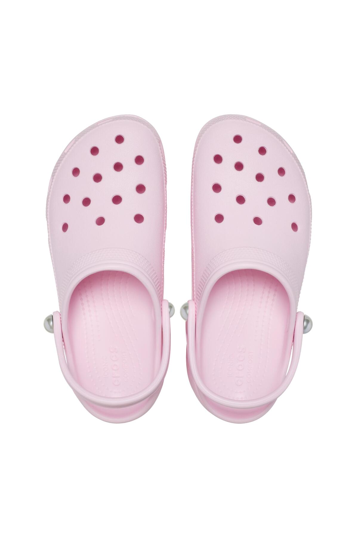 Crocs 211231-6ZW Klasické dámské pantofle Pearl Clog na platformě růžové