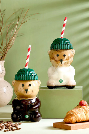 Kitchen Life Premium 2'li Barista Cam Soğuk İçecek Bardağı Ayıcıklı Bardak 550ml