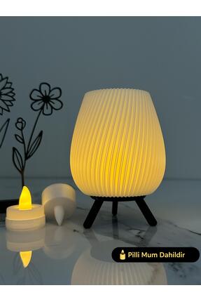 3D Ev Dekorayson Abajur Mumluk Pilli Mum İle Çalışır