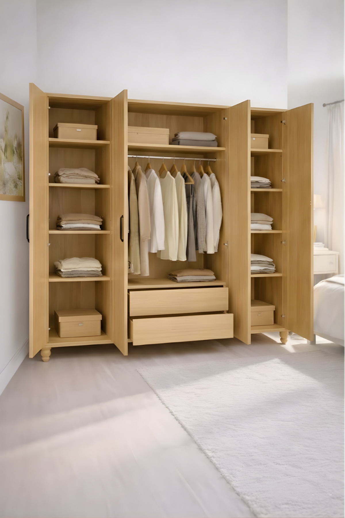 arionkids Alin Wood Dolap 4 Kapaklı-Çekmeceli | %100 MDF | REHAU Kapaklı | Çekmeceli | Ağaç Ayaklı fotoğrafı 3 (önizleme)