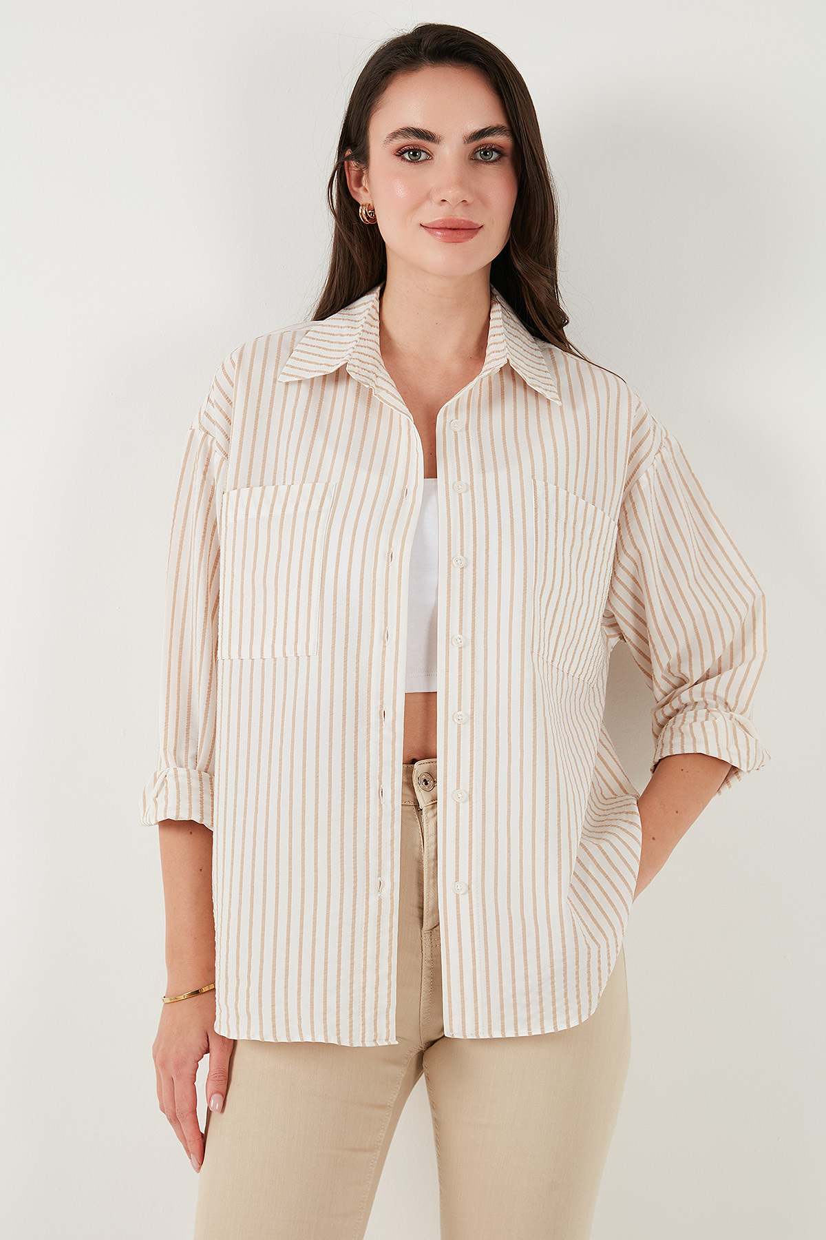 Lela  Regular Fit Uzun Kollu Çizgili Gömlek GÖMLEK 6772875 - Görsel 4