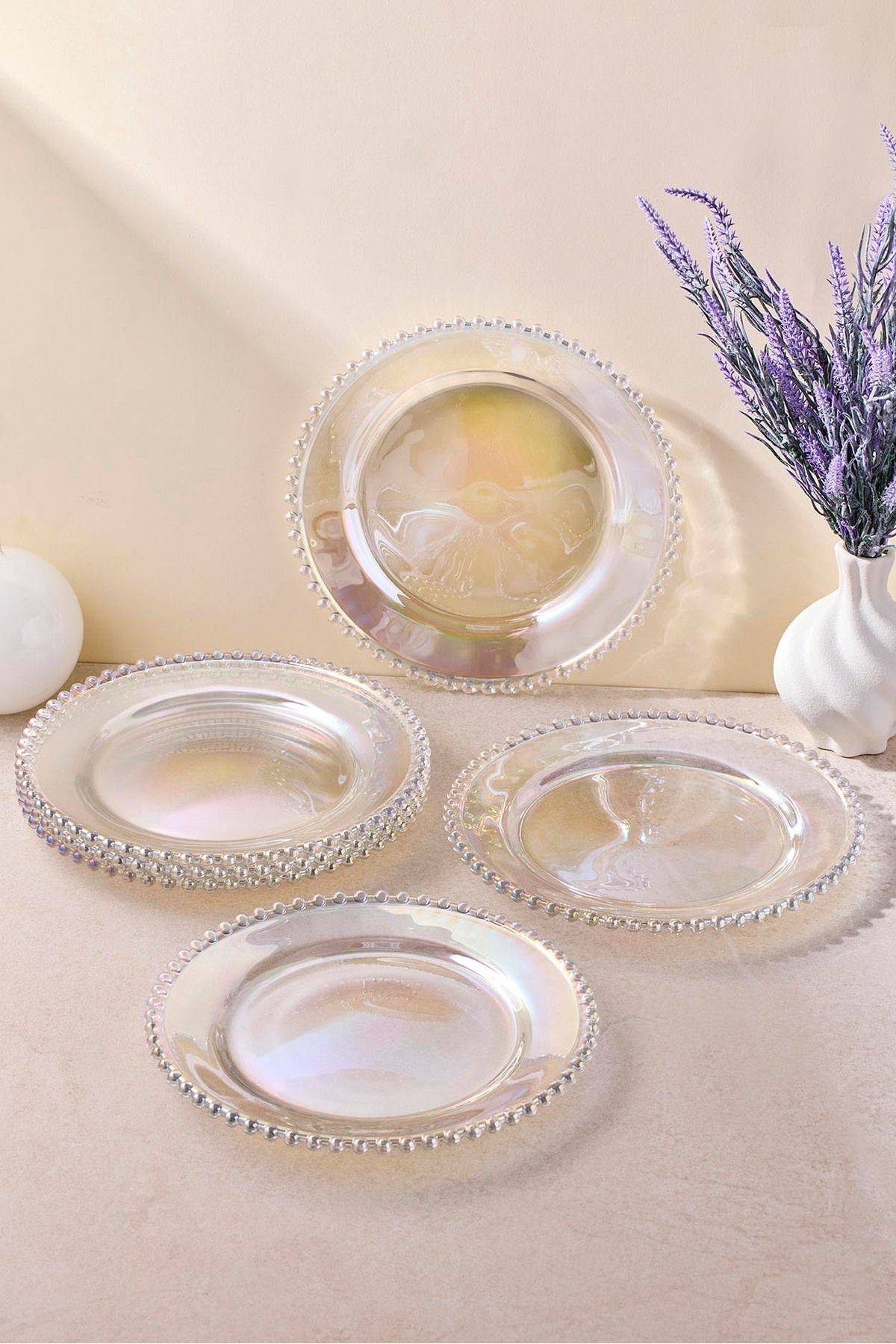 Beadline Luster 6-Piece 20 cm Glass Cake Plate