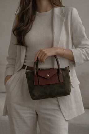 OOYA HAKİKİ SÜET DERİ HAKİ RENK VALAR OMUZ ÇANTASI