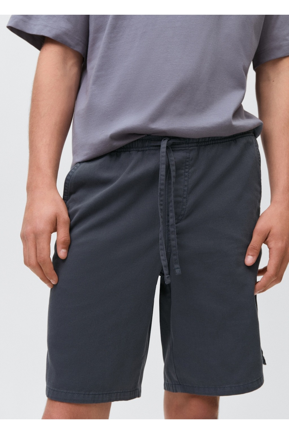 مانگو شلوارک نخی با بند کشی در قسمت کمر