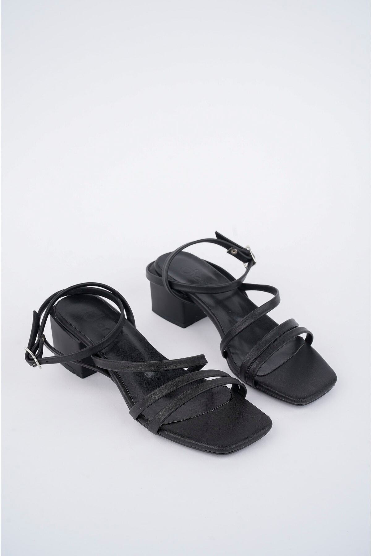 Diardi  Ince Bantlı Kadın Kısa Topuklu Sandalet - Görsel 5