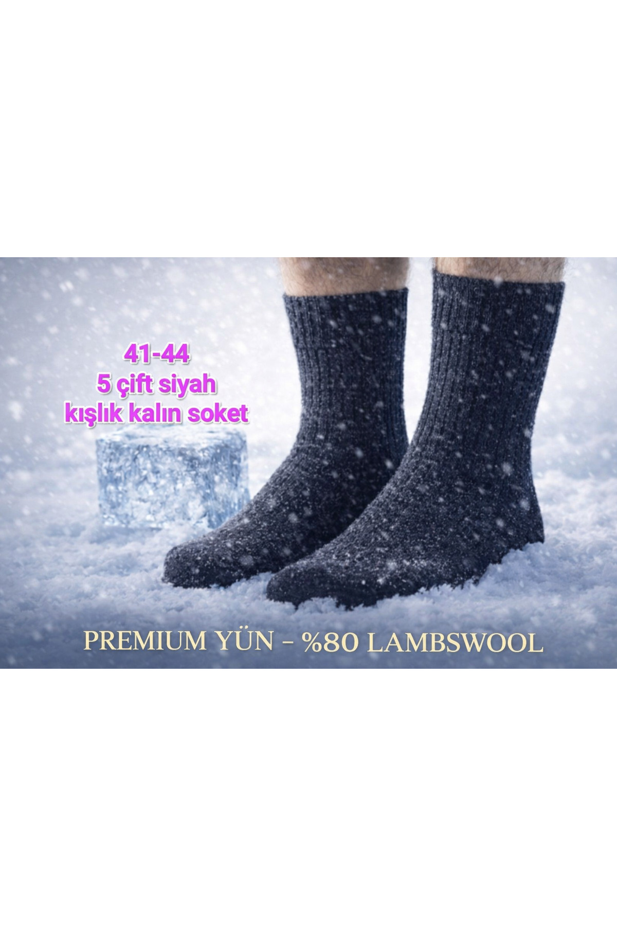 CALLAVI Erkek Kışlık Yün Lambswool Termal Çorap 5 Çift görsel 2