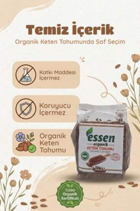 Essen Organik Organik Keten Tohumu 250 gr