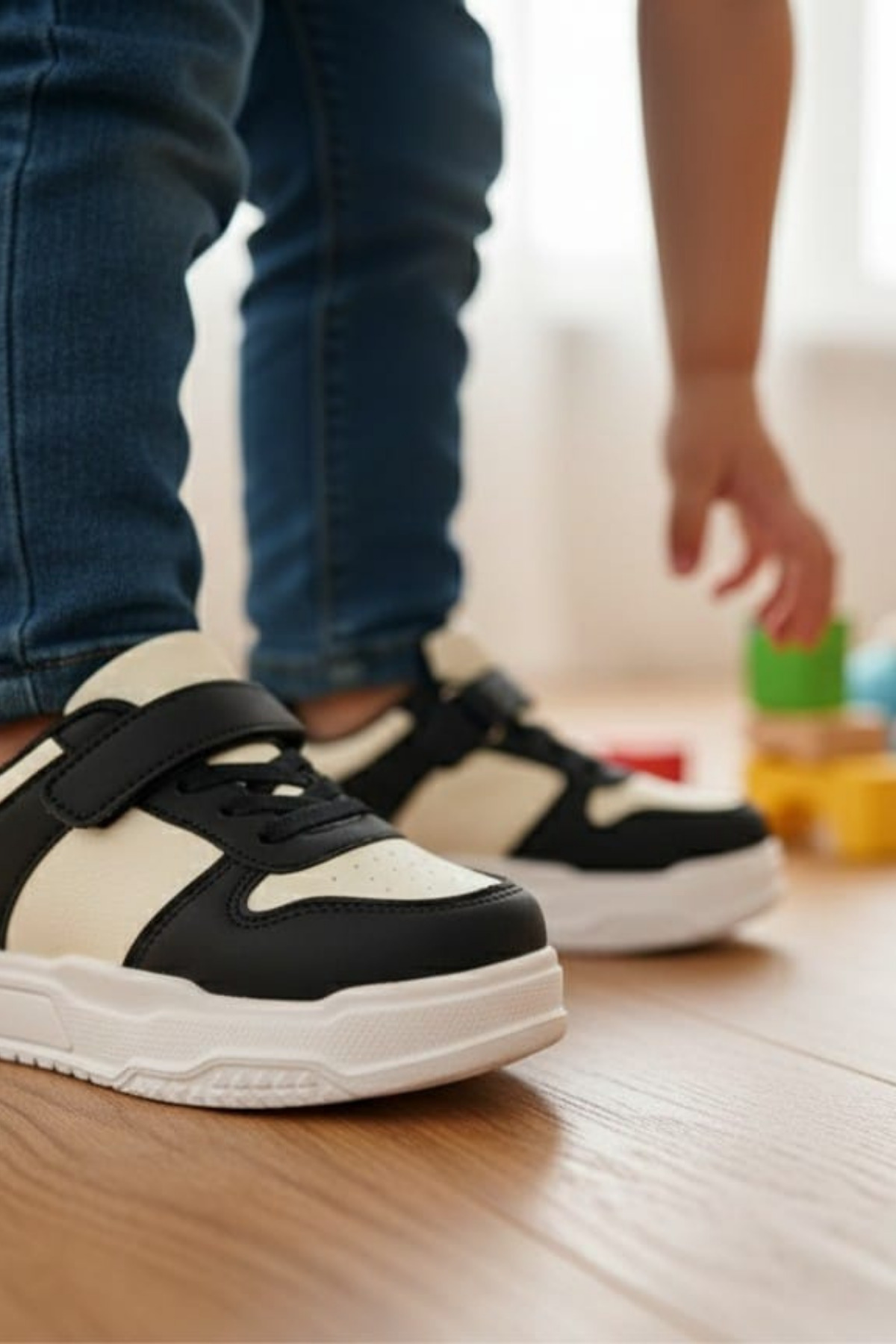 HİGHRUN Unisex Çocuk Okul Ayakkabısı Bağcık ve Cırt Cırtlı Spor Ayakkabı fotoğrafı 3 (önizleme)