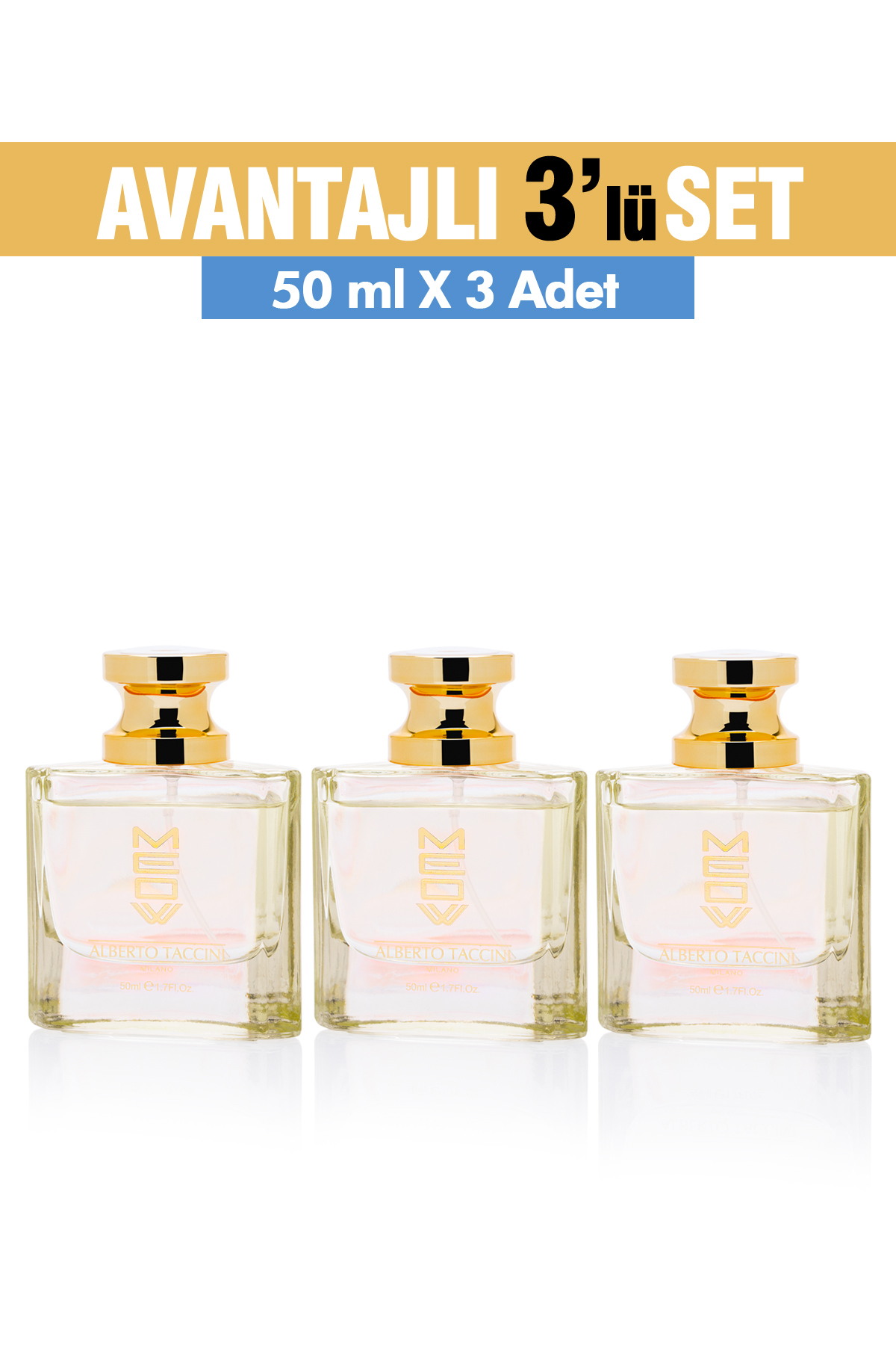 3'Lü Set Alberto Taccini Meow Kadın Parfüm 50 ml — EC88805 — تصویر 2 از 5