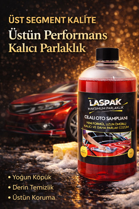 LASPAK Premium Parlaklık Yüksek Kalıcılık Cilalı Oto Şampuan
