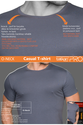 TATKAN BODYWEAR PRO Tatkan - 3'lü - Erkek Sıfır Yaka Penye Modal Slım Fıt Spo...