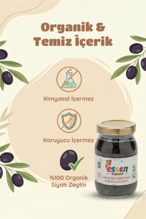 Essen Organik İlave Tuzsuz Organik Zeytin Ezmesi 190 cc