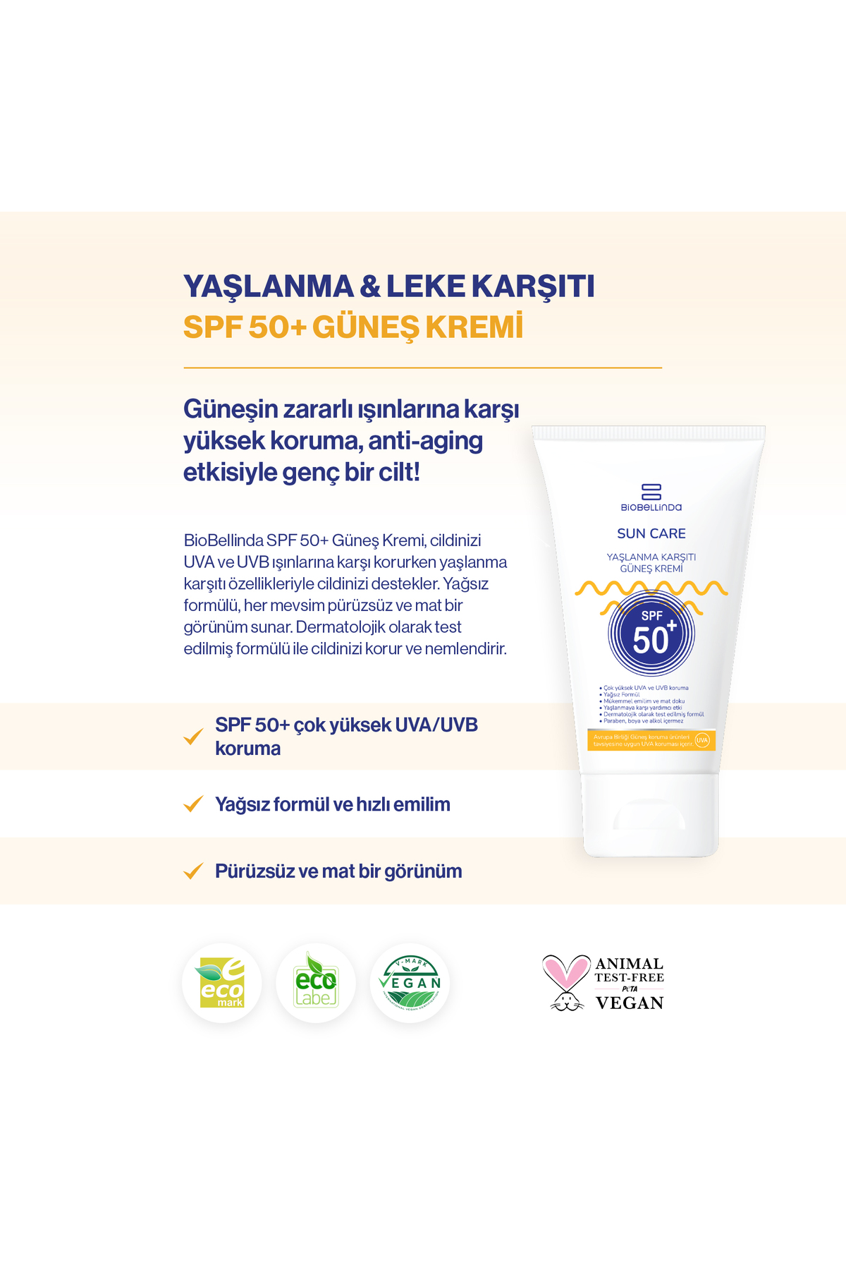 Yaşlanma & Leke Karşıtı Nemlendirici Güneş Kremi +50 Spf 50 ml — BİOB2023-BL136-001 — تصویر 2 از 4