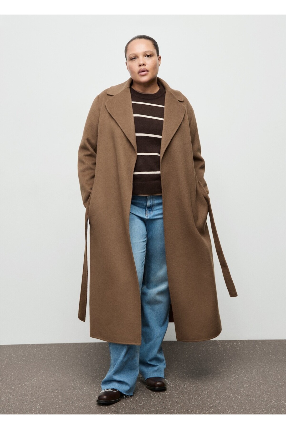 MANGO  El yapımı yün kemerli palto - Görsel 7