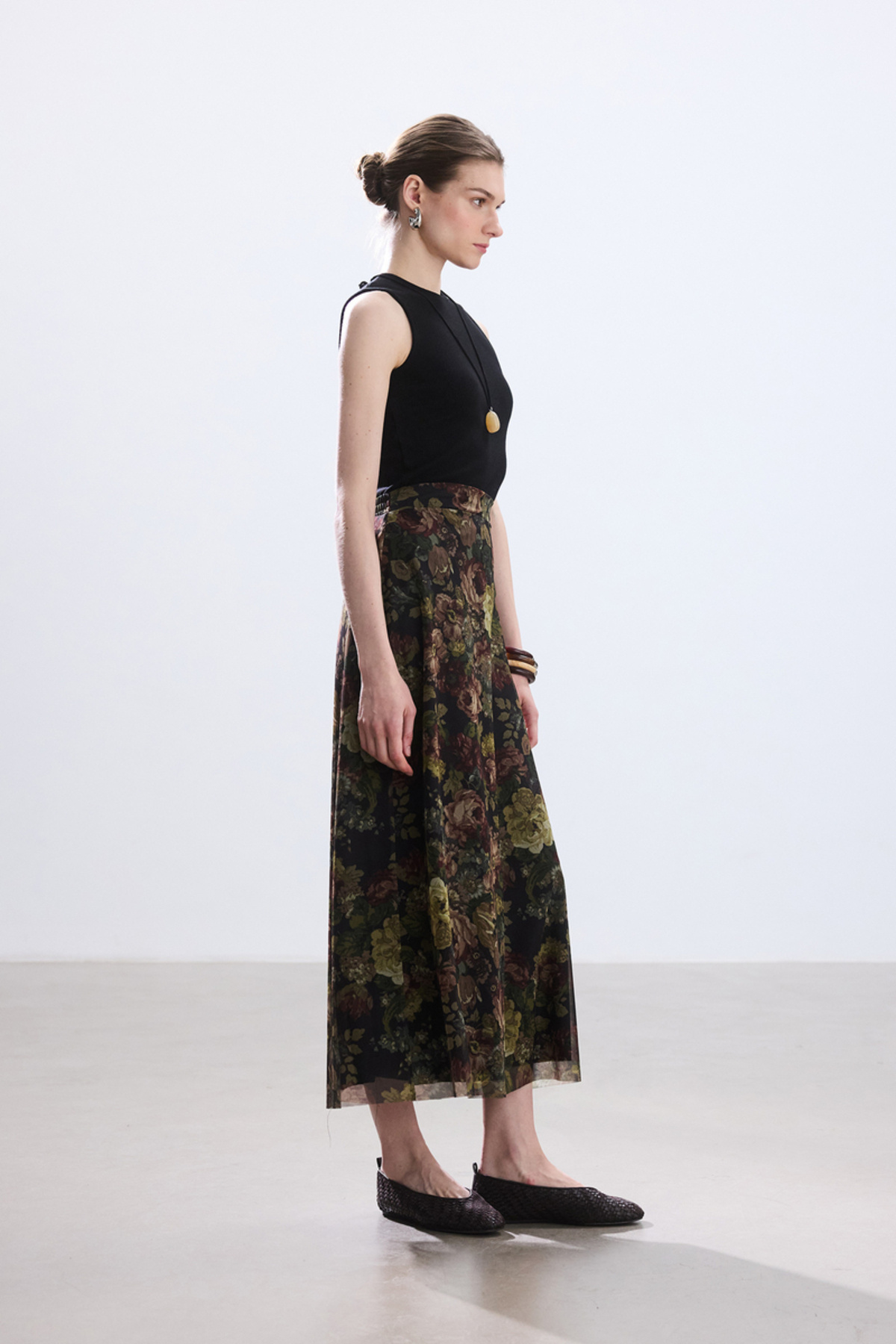 BE BLUE  VINTAGE ROSE DESENLİ TÜL ETEK - Görsel 6