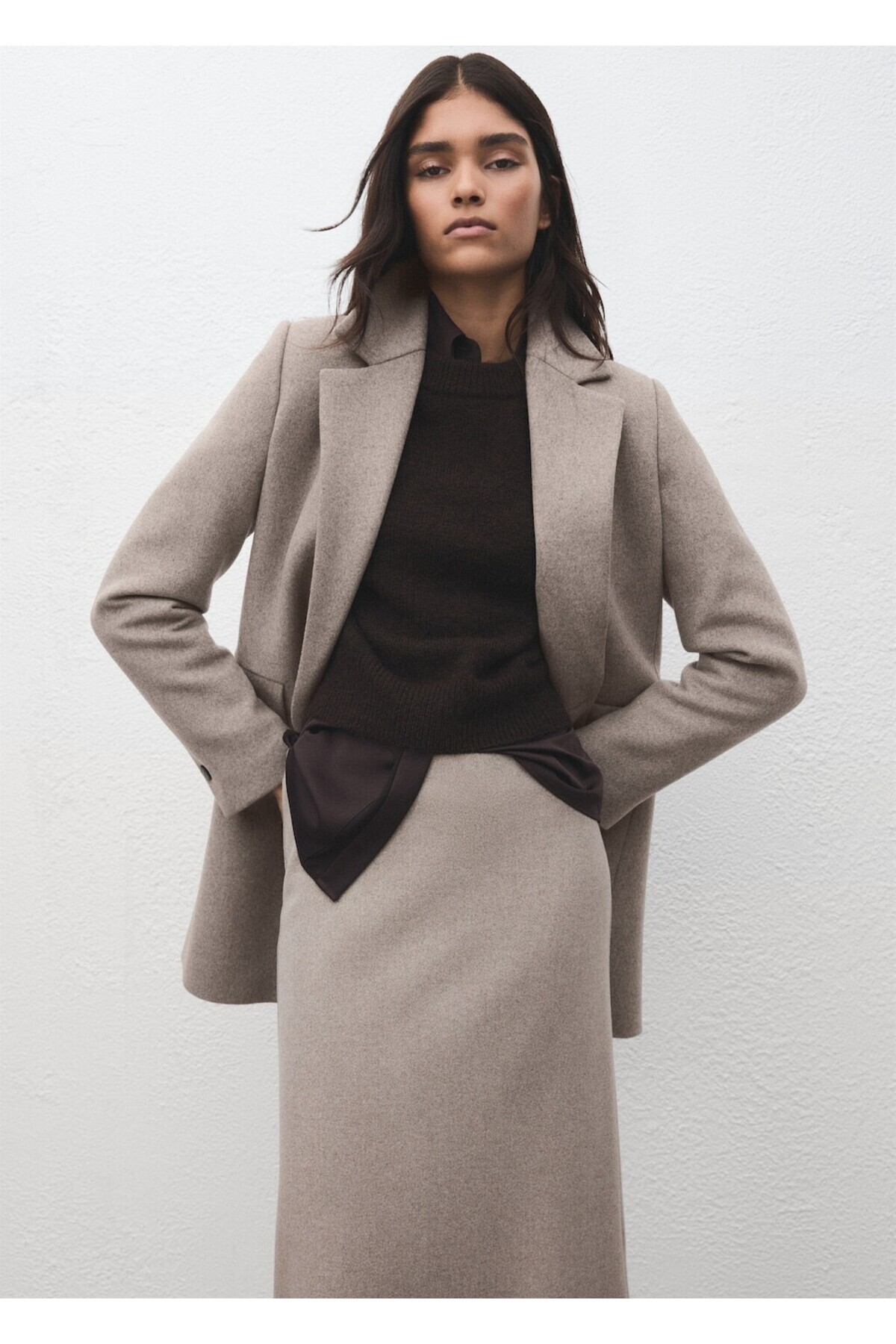 MANGO  Kruvaze yün karışımlı palto - Görsel 7