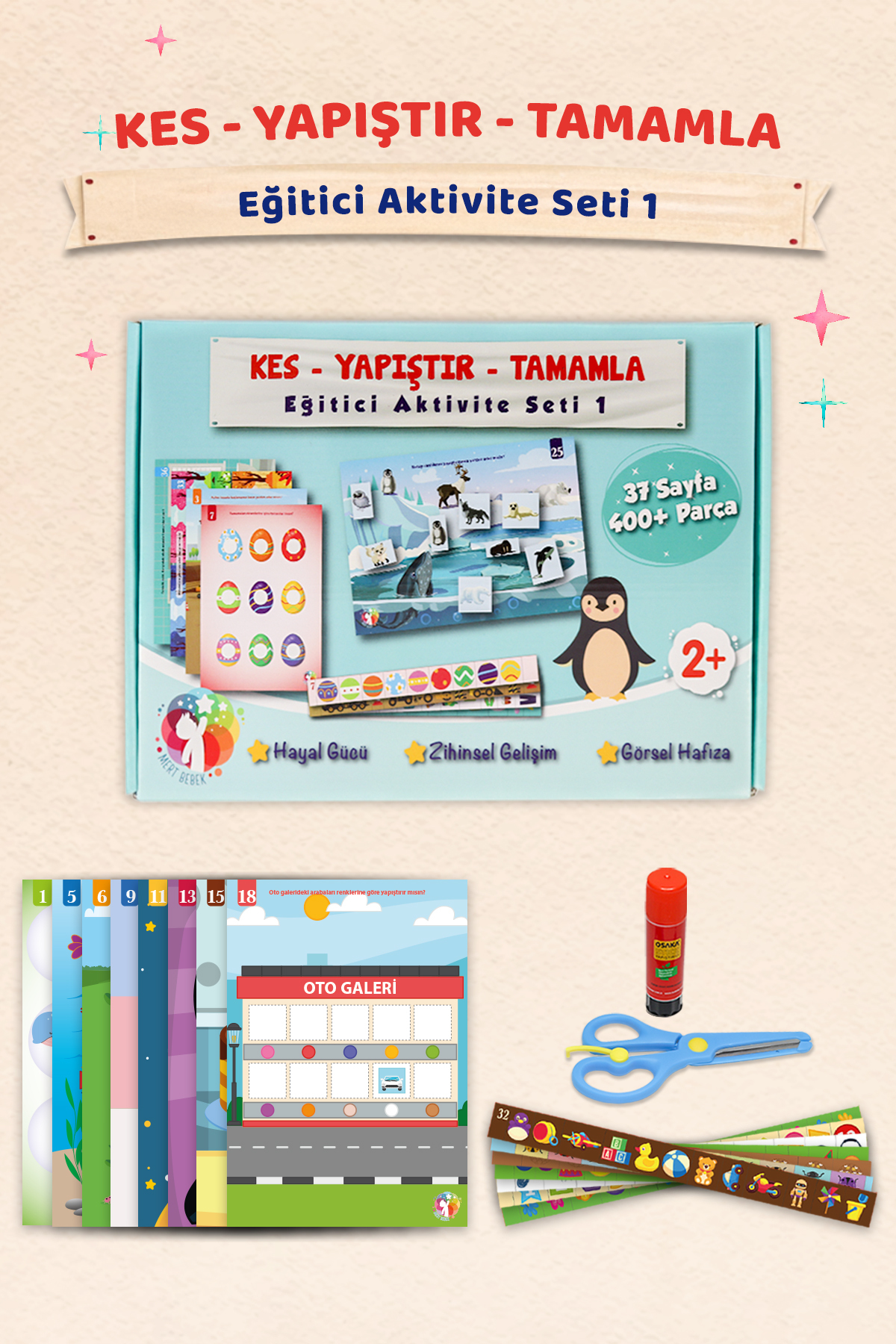 MERT BEBEK KES-YAPIŞTIR-TAMAMLA EĞİTİCİ AKTİVİTE SETİ, OKUL ÖNCESİ MAKASLI ETKİNLİK SETİ fotoğrafı 2 (önizleme)