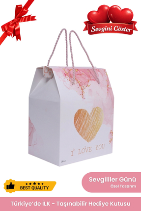 OGTWO Sevgililer Günü Özel Hediye Kutusu & Çanta Karton Hediye Paketi Kalpli ...