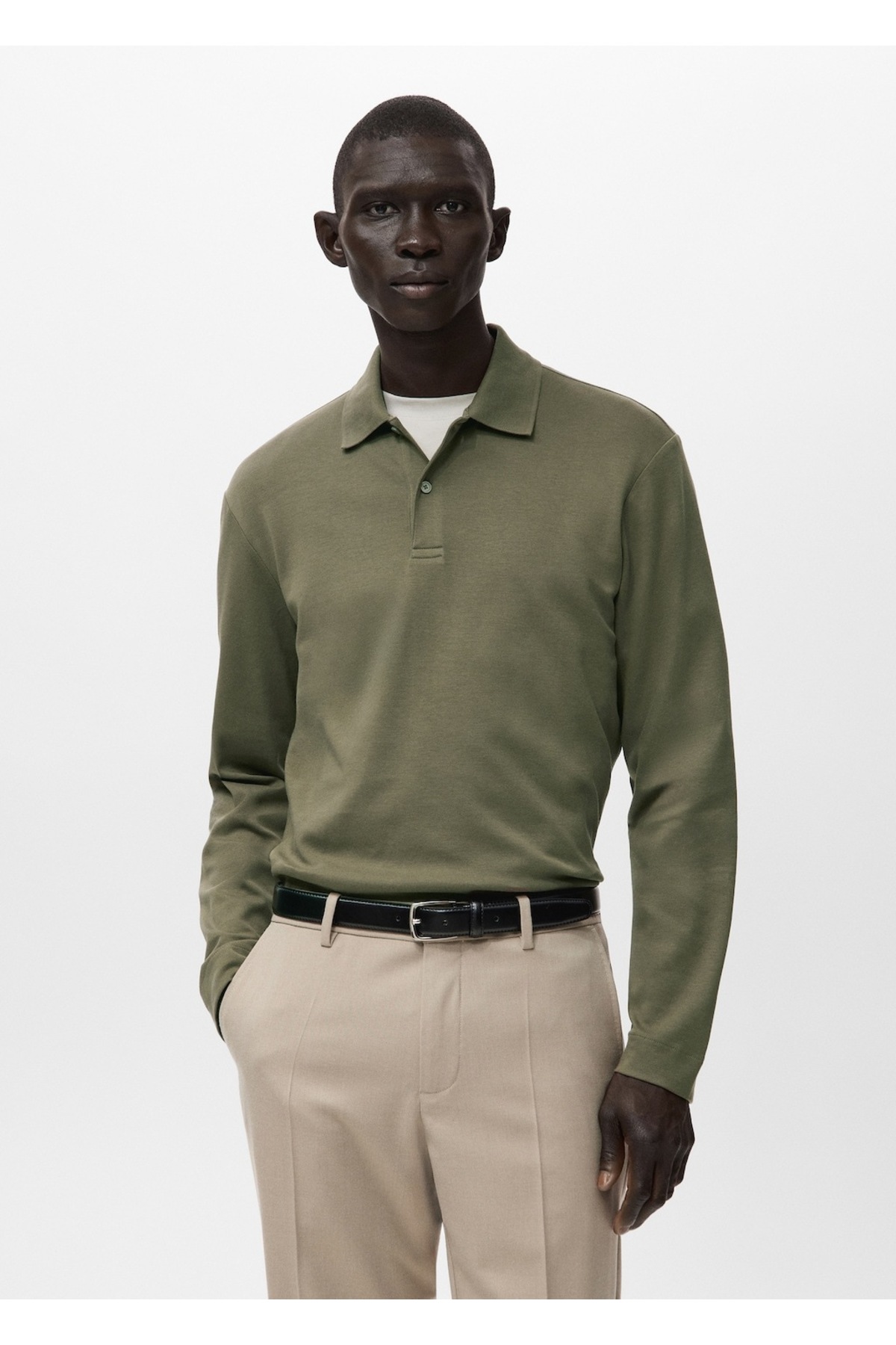 مانگو ژاکت بافتنی یقه دار معمولی