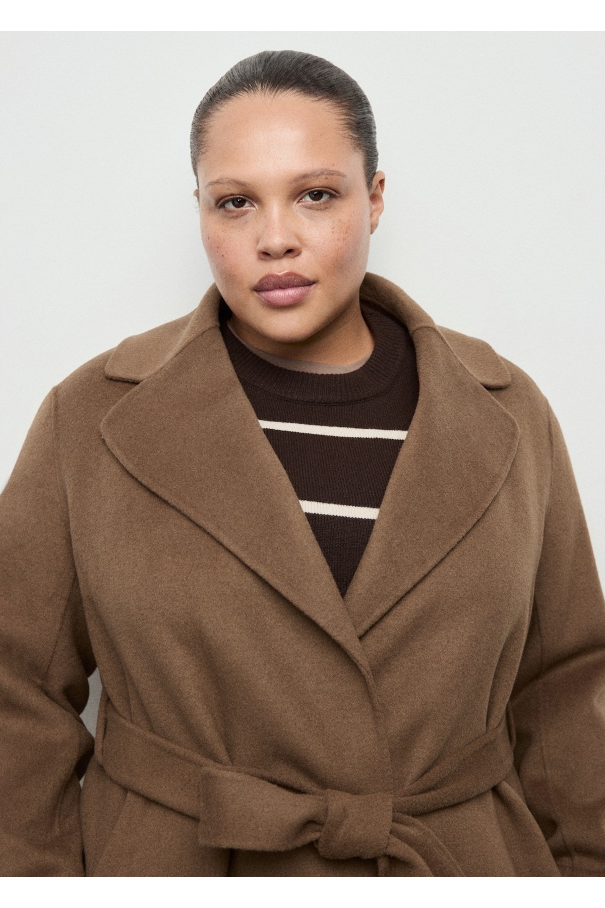 MANGO  El yapımı yün kemerli palto - Görsel 8