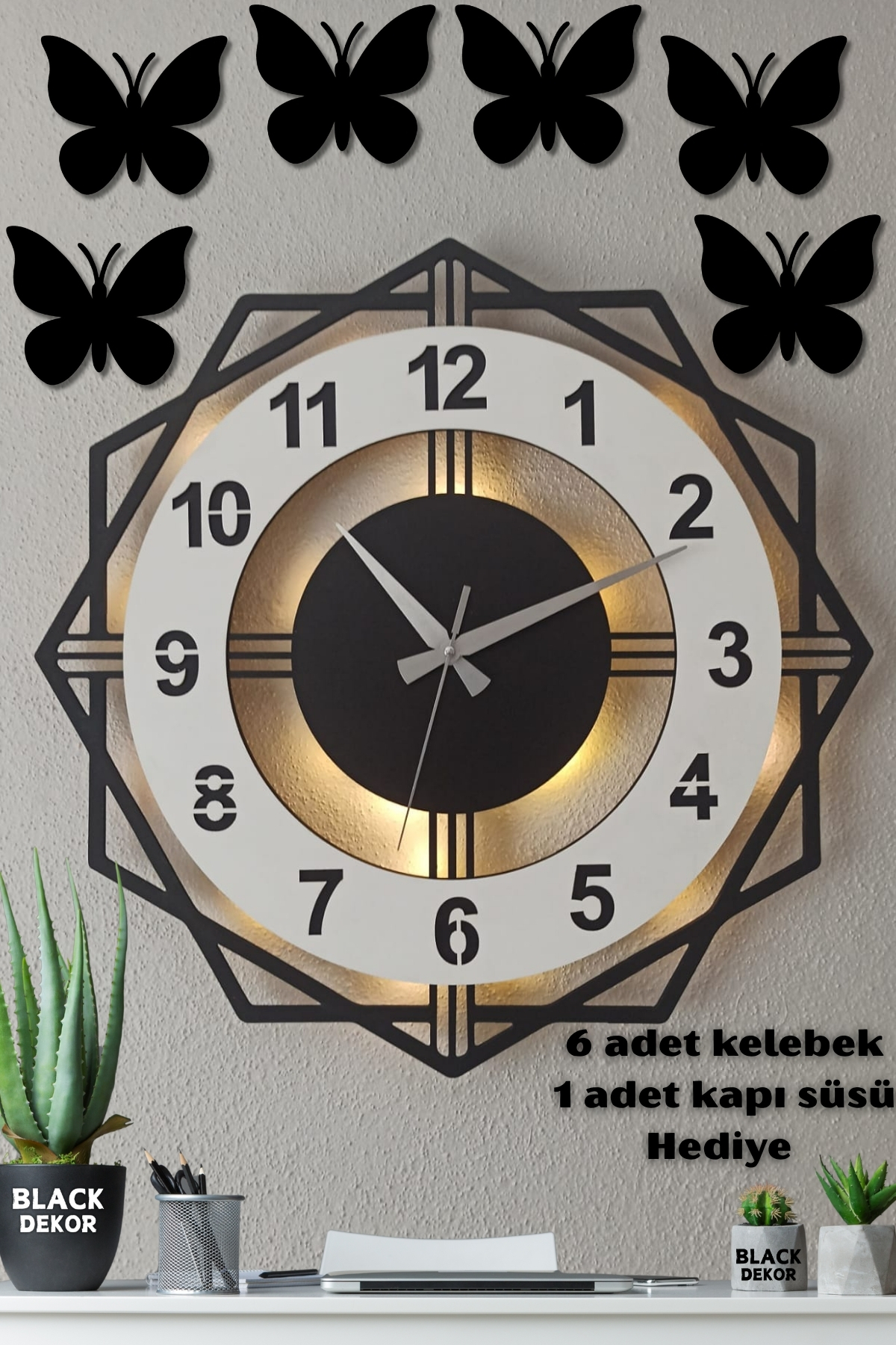 White Black Illuminated Wall Clock | Stylish And Modern Led Illuminated Decorative 40 Cm Stylish Clock