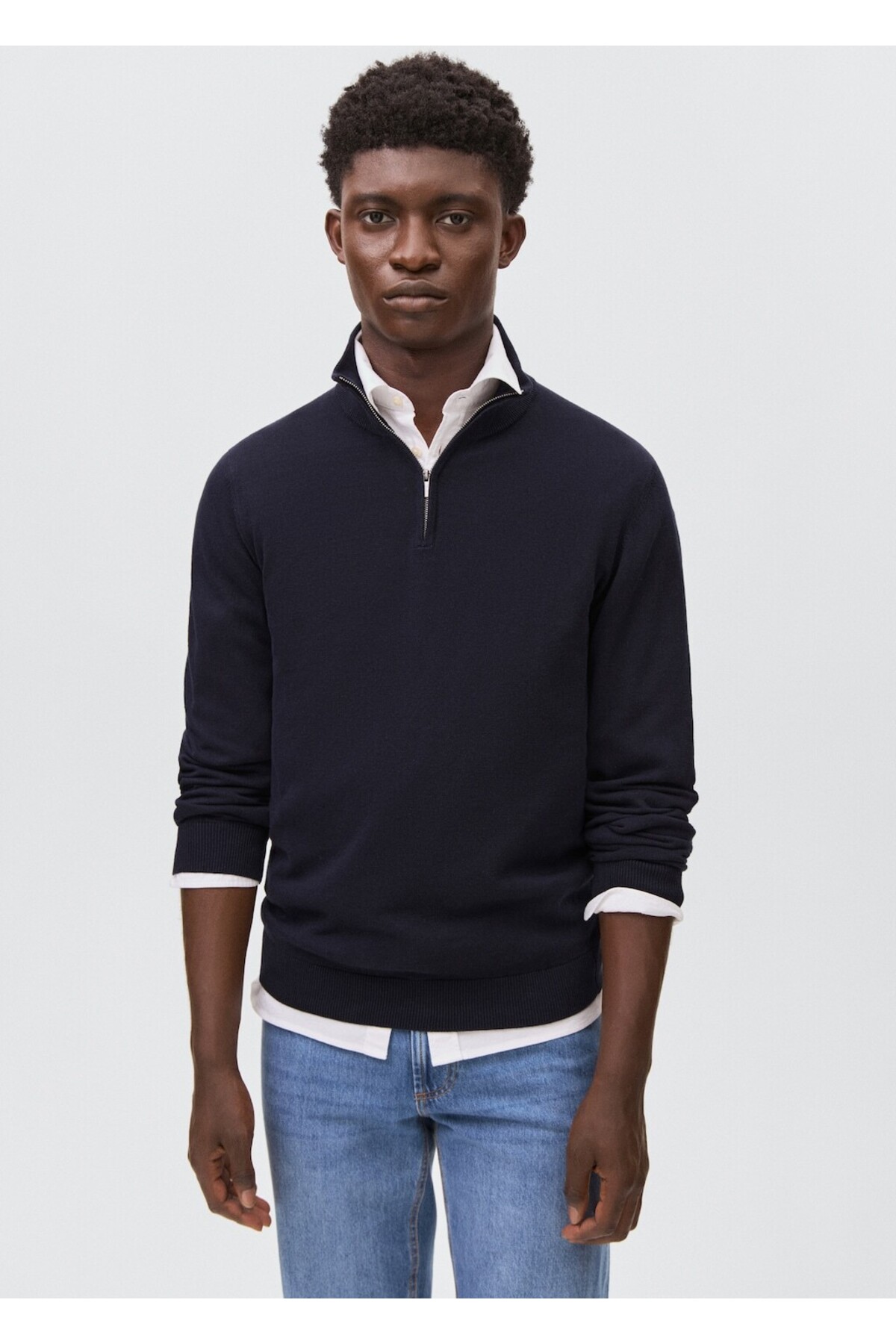 مانگو ژاکت بافتنی یقه پرکینز