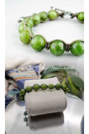 DOĞA KUTUSU BALIK, BAŞAK, BOĞA Doğal Taş Örme Bileklik Yeşim