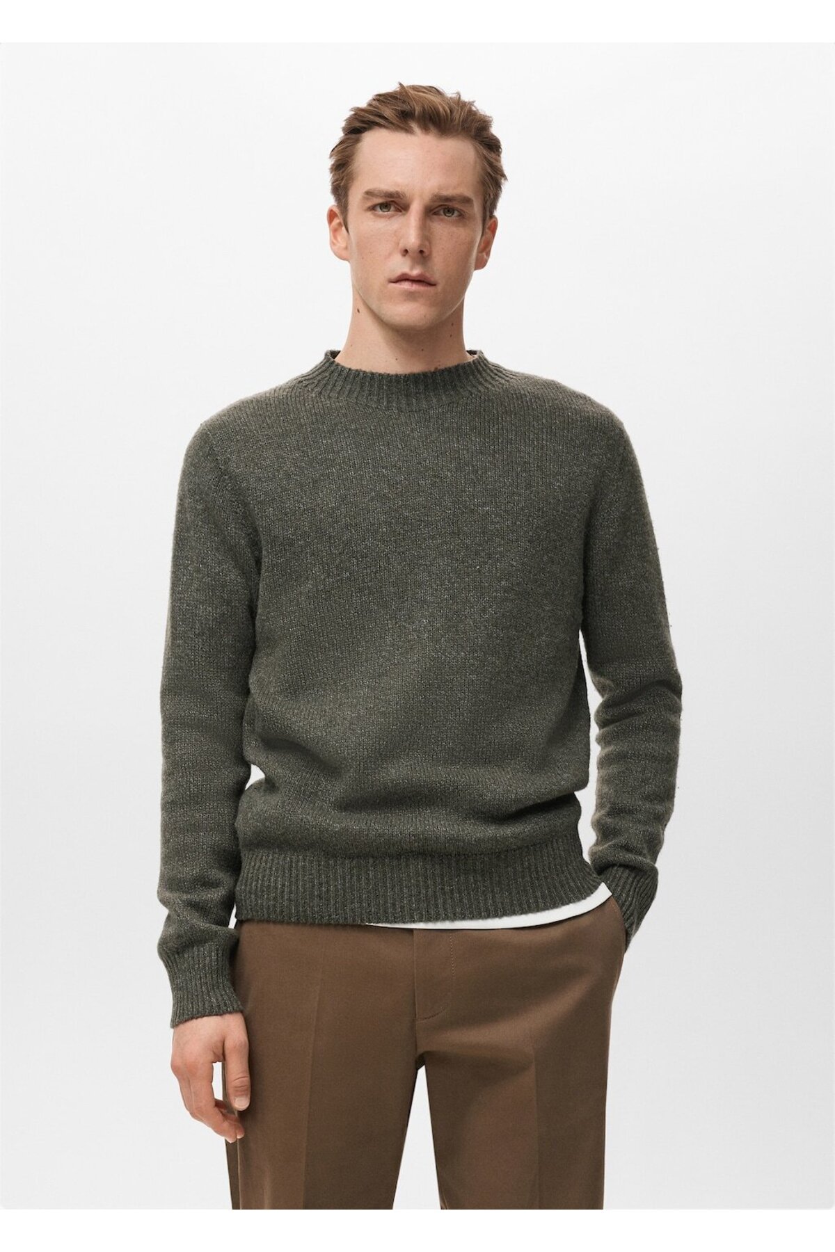 مانگو ژاکت بافتنی بافت ترکیبی پشمی