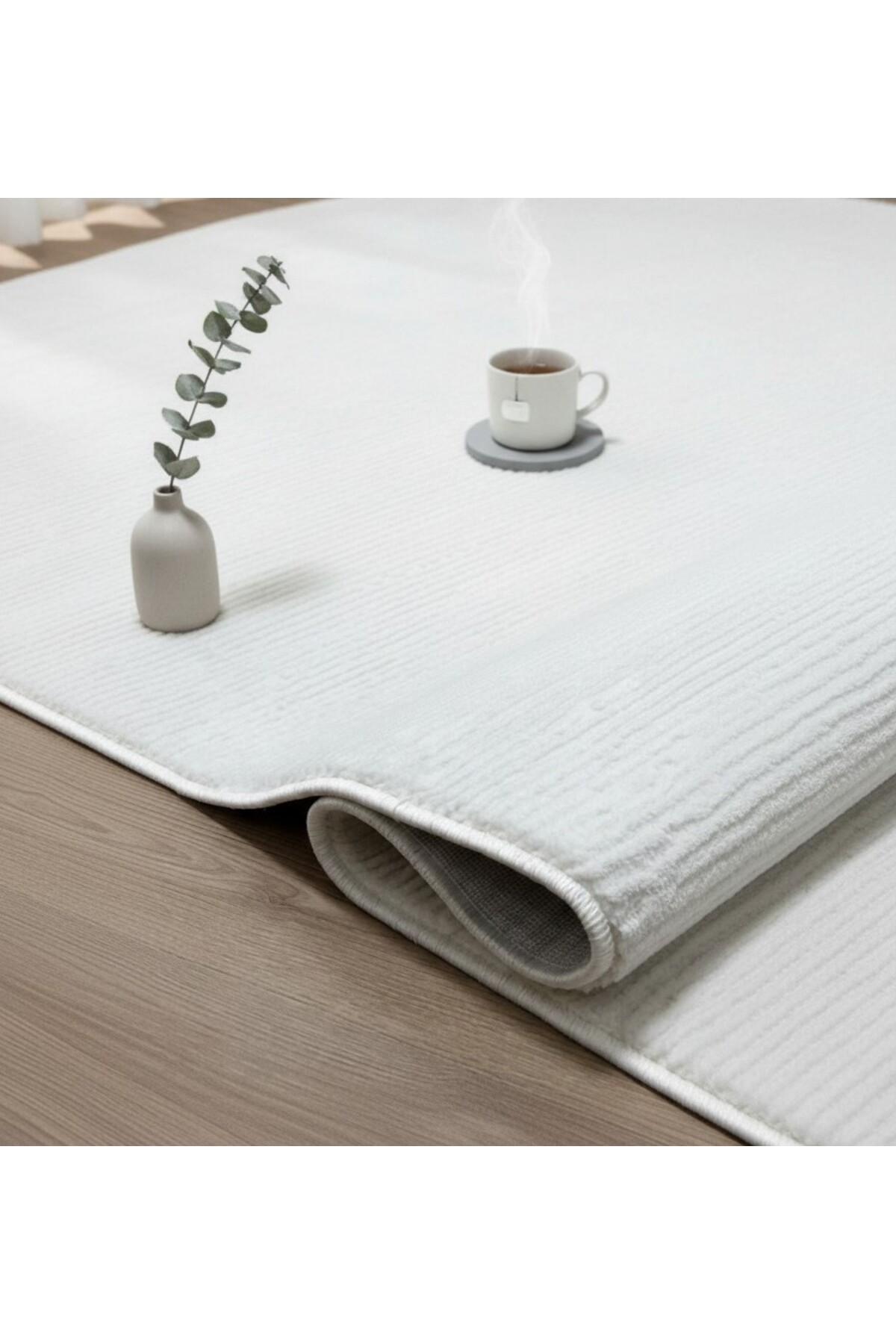 LALEZAR white color modern dust-free special size entrance, corridor, kitchen, and living room rug