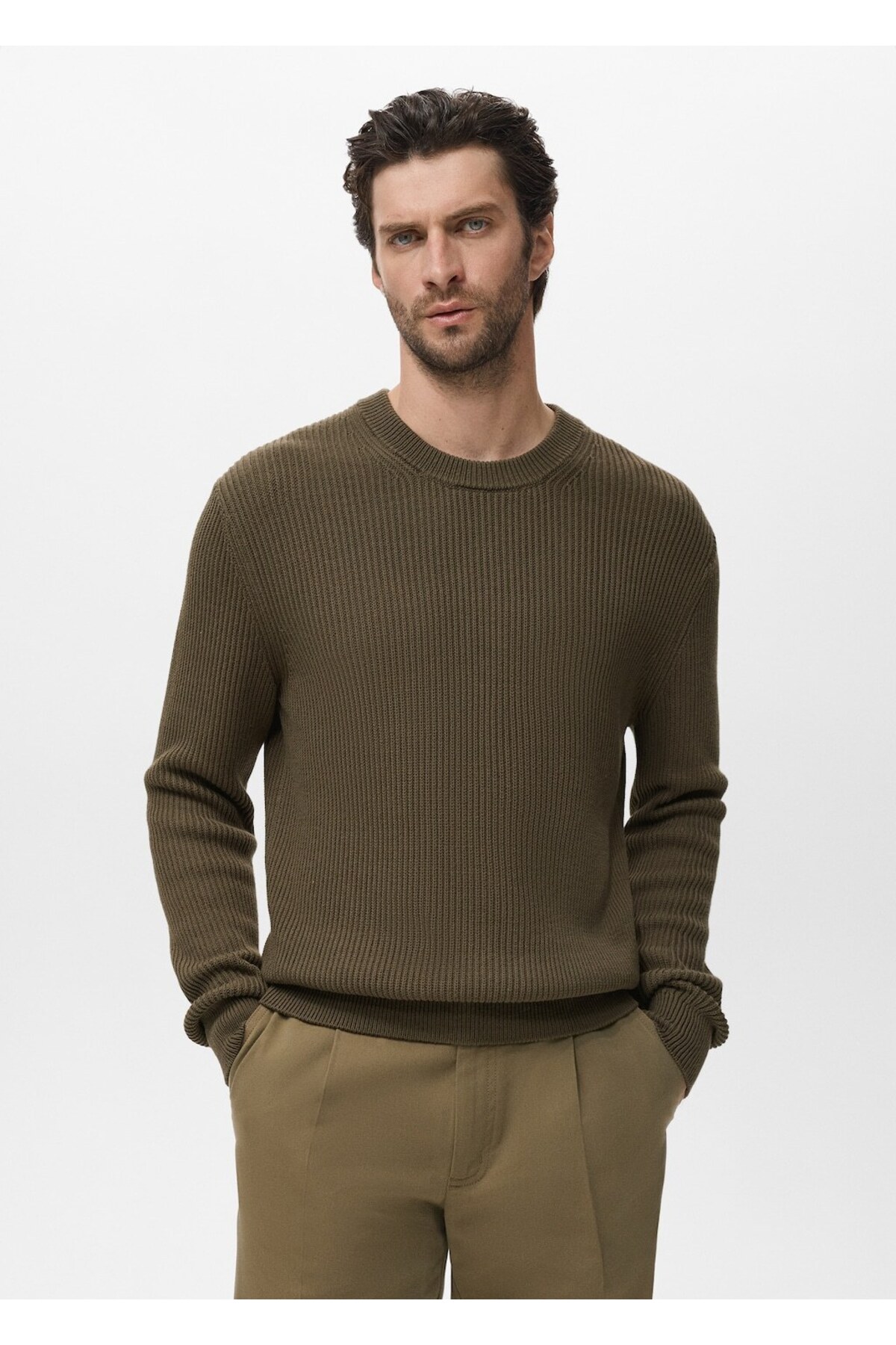 مانگو ژاکت نخی بافتنی دنده ریز