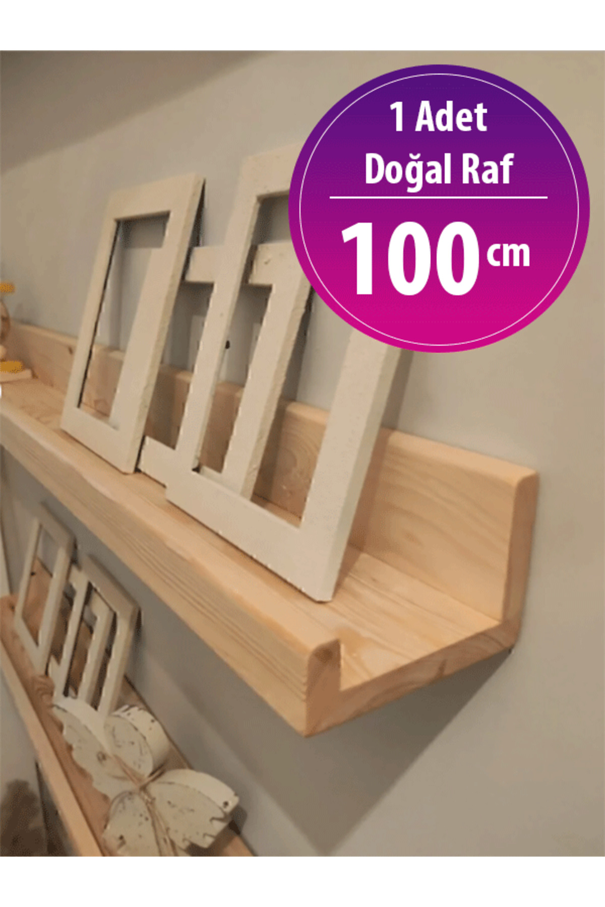 Dekoratif Duvar Rafı Doğal Çam Ağacı (1 Adet)