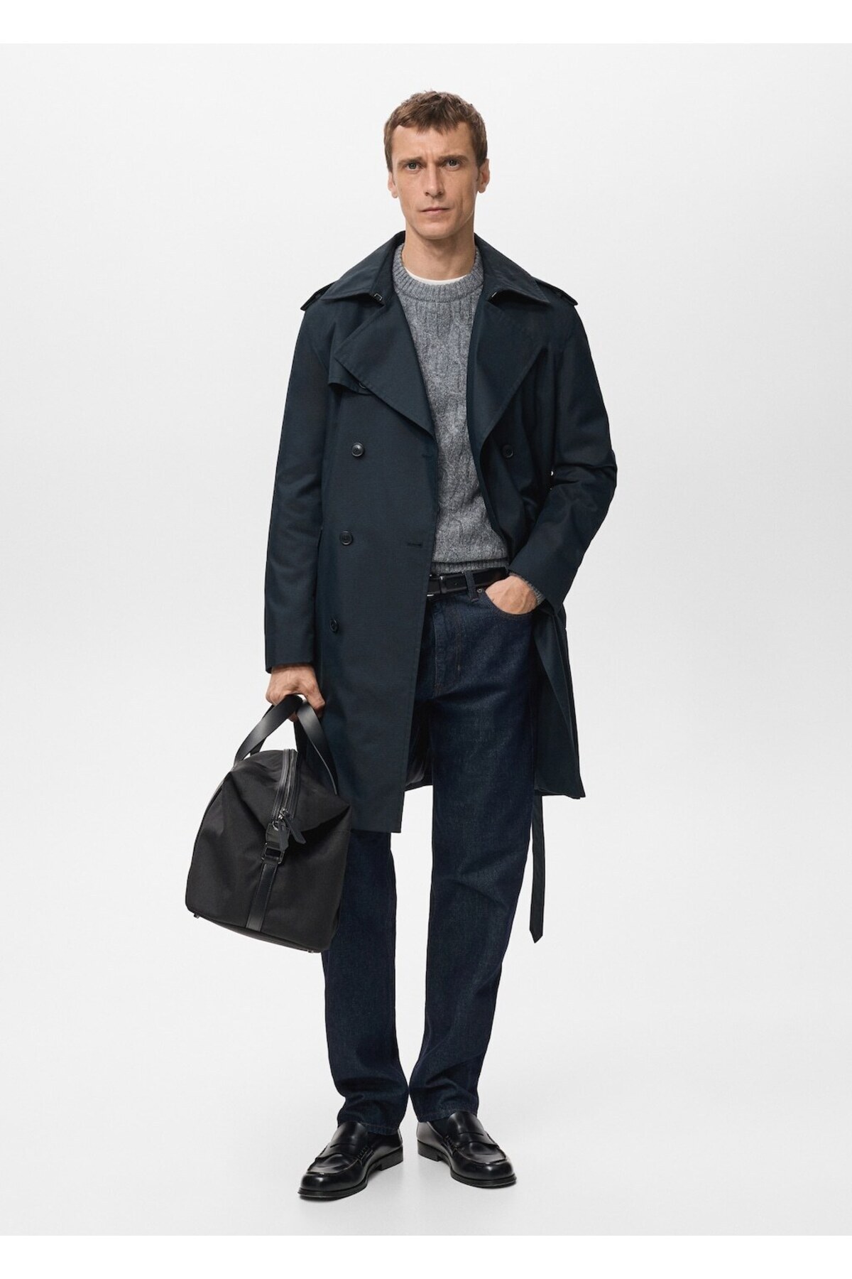 MANGO Man  Kemerli su itici trençkot - Görsel 2