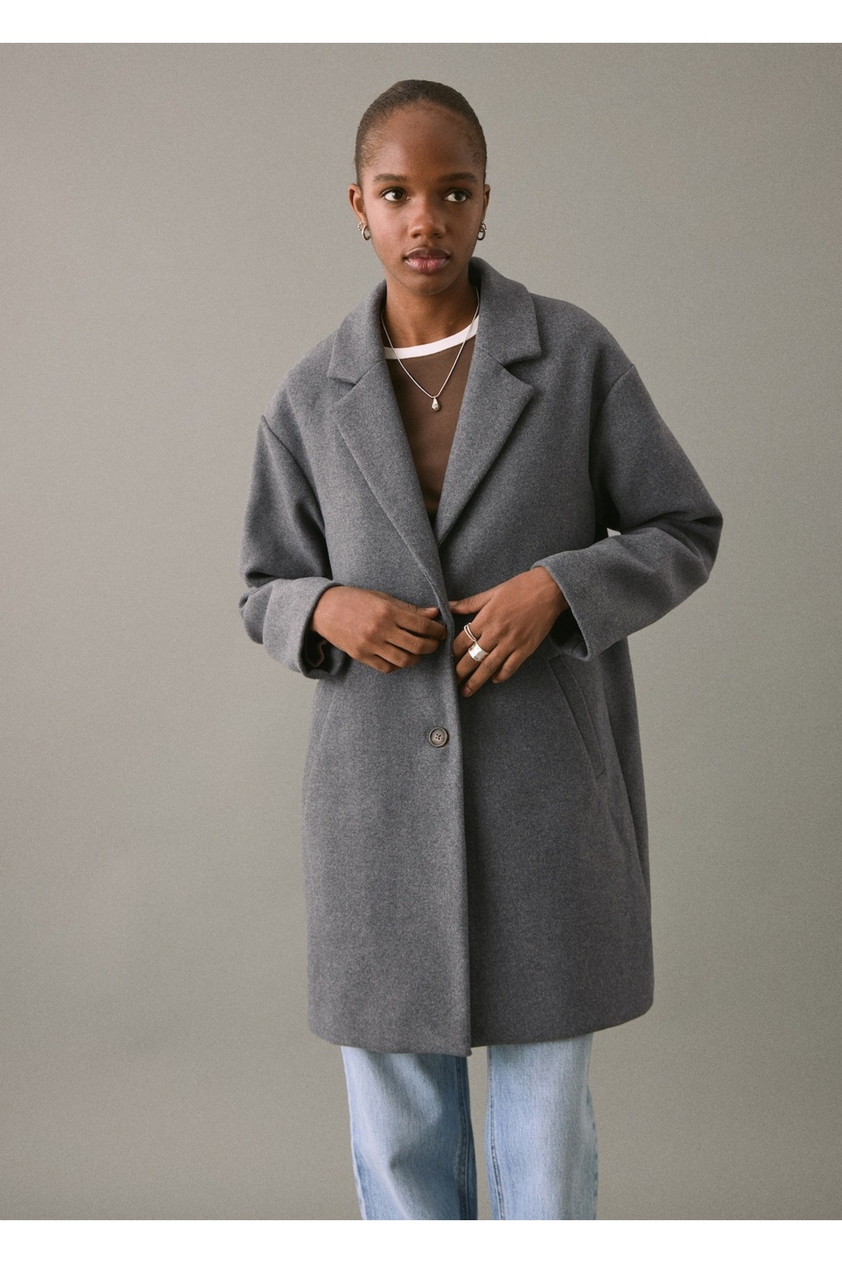 MANGO Teen  Midi kumaş palto - Görsel 7